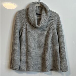 ELSAMANDA ITALY NWOT Heather Gray Alpaca Blend Cowl Neck Sweater, Size L